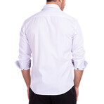 Windowpane Texture Long Sleeve Button-Up Shirt // White (3XL)