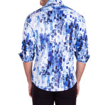 Brush Strokes Long Sleeve Button-Up Shirt // Blue + White (XL)