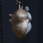 Handmade Marble Carved White Human Heart + Snake Veins Necklace (19.69")