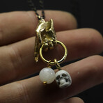 Hand + Skull Moonstone Necklace (19.69")