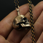 Handmade Bronze Skull Necklace (19.69")