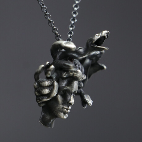 Handmade Silver Medusa Necklace (19.69")