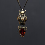 Owl + Skull Handmade Garnet Necklace (17.72")