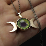 Moon Goddess Green Eye Necklace (17.72")