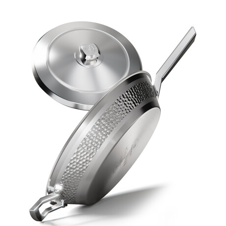Dalstrong // 12" Copper Core Frying Pan // 5 Ply // Silver Hammered Finish with Lid