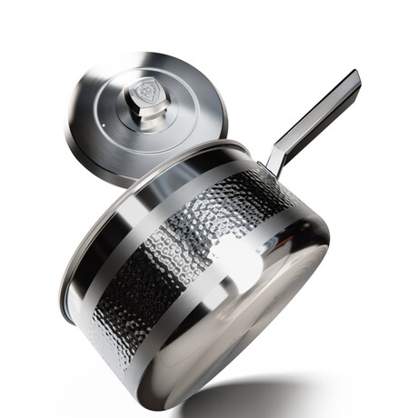 Dalstrong // 3qt. Copper Core Sauce Pot // 5 Ply // Silver Hammered Finish with Lid