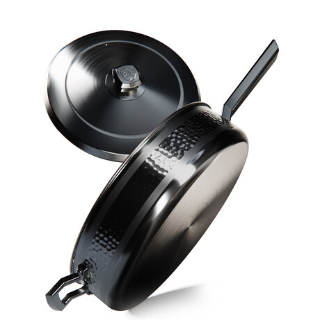 Dalstrong // 12" Copper Core Saute Frypan // 5 Ply // Black Hammered Finish with Lid