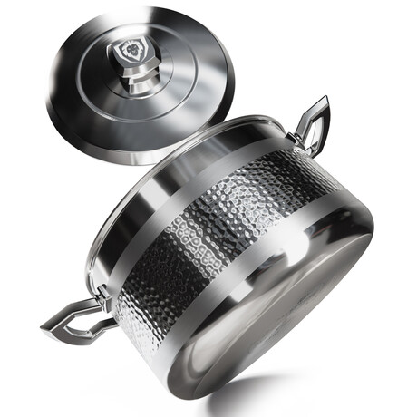Dalstrong // 5qt. Copper Core Stock Pot // 5 Ply // Silver Hammered Finish with Lid