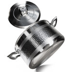 Dalstrong // 5qt. Copper Core Stock Pot // 5 Ply // Silver Hammered Finish with Lid