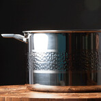 Dalstrong // 5qt. Copper Core Stock Pot // 5 Ply // Silver Hammered Finish with Lid