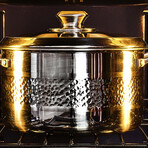 Dalstrong // 8qt. Copper Core Stock Pot // 5 Ply // Silver Hammered Finish with Lid