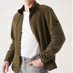 Gabriel Zip-Up Fleece Sweater // Olive (X-Small)
