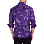 Metallic Long Sleeve Button-Up Shirt // Purple (XL)