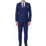 2-Piece Slim Fit Double Breasted 2x6 Button Suit // Blue (Euro: 46)