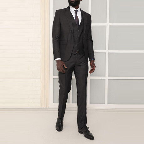 3-Piece Slim Fit Suit // Black (Euro: 54)