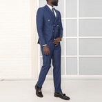 2-Piece Slim Fit Double Breasted 2x6 Gold Button Suit // Indigo (Euro: 46)