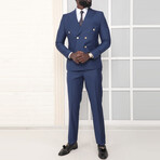 2-Piece Slim Fit Double Breasted 2x6 Gold Button Suit // Indigo (Euro: 56)