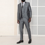 3-Piece Slim Fit Suit // Silver (Euro: 48)