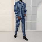 Logan 2-Piece Slim Fit Suit // Navy Wide Stripe (Euro: 50)