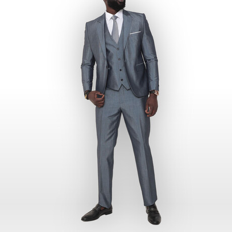 3-Piece Slim Fit Suit // Gray (Euro: 44)