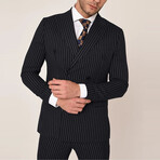 2-Piece Striped Slim Fit Suit // Black (Euro: 50)