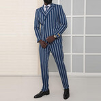 Logan 2-Piece Slim Fit Suit // Navy Wide Stripe (Euro: 50)