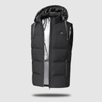 Be Warm Unisex Heated Vest With Hoodie + 8000 MAH Power Bank // Black (S)