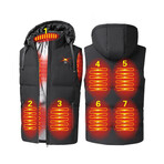 Be Warm Unisex Heated Vest With Hoodie + 8000 MAH Power Bank // Black (S)