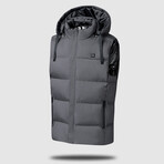 Be Warm Unisex Heated Vest With Hoodie + 8000 MAH Power Bank // Gray (S)