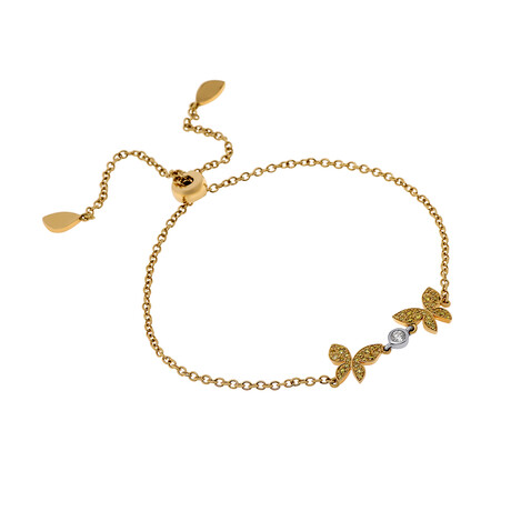 Mimi Milano Farfalla 18K White Gold + 18k Yellow Gold Diamond Charm Bracelet // 10" // Store Display