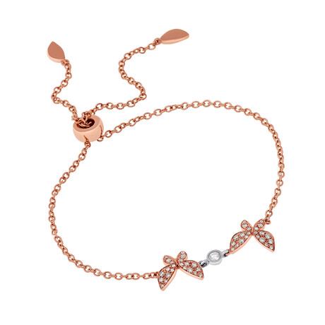 Mimi Milano Farfalla 18K White Gold + 18k Rose Gold Diamond Charm Bracelet // 10" // Store Display