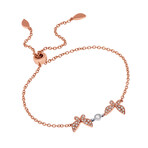 Mimi Milano Farfalla 18K White Gold + 18k Rose Gold Diamond Charm Bracelet // 10" // Store Display