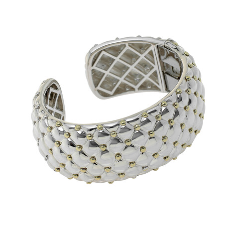 Sterling Silver + 18k Yellow Gold + 14k White Gold Cuff Bracelet // 6.5" // Store Display