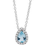 Sorrento 18K White Gold Diamond + Aquamarine Necklace // 17"- 18" // Store Display