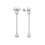 18K White Gold Diamond + Pearl Dangle Earrings // Store Display