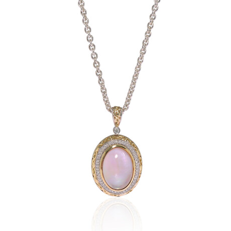 Charles Krypell Sterling Silver + 18k Yellow Gold Diamond Necklace // 16.5" // Store Display