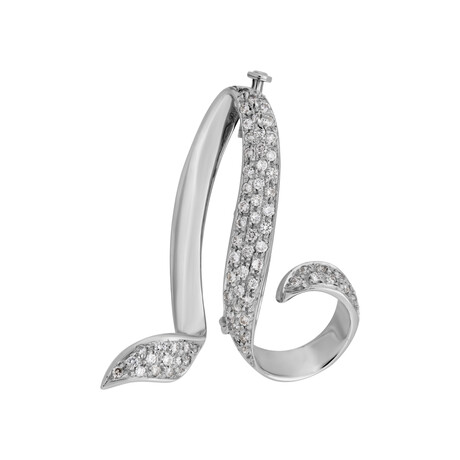 Piero Milano 18K White Gold Diamond Brooch // 6g // Store Display