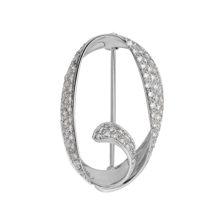 Piero Milano 18K White Gold Diamond Brooch // 6.3g // Store Display