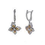 Piero Milano 18K White Gold + 18K Yellow Gold Diamond Drop Earrings // Store Display