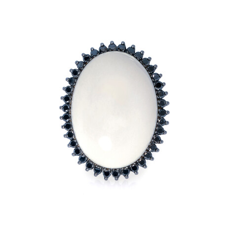 Piero Milano 18K White Gold Diamond + Kogolong Ring // Ring Size: 7 // Store Display
