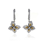 Piero Milano 18K White Gold + 18K Yellow Gold Diamond Drop Earrings // Store Display