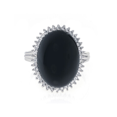 Piero Milano 18K White Gold Diamond + Onyx Ring // Ring Size: 6.75 // Store Display