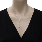 18K White Gold Diamond + Pearl Necklace // 16" // Store Display