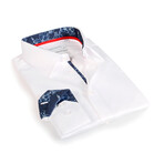 Contemporary Fit Dress Shirt // White with Navy Floral Trim (XL)