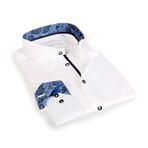 Contemporary Fit Dress Shirt // White with Navy Trim (S)