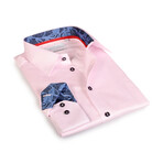 Contemporary Fit Dress Shirt // Pink with Navy Trim (3XL)