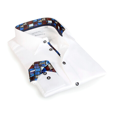 Contemporary Fit Dress Shirt // White with Novelty Trim (S)