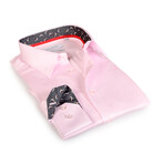 Contemporary Fit Dress Shirt // Pink with Block Trim (M)