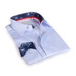 Contemporary Fit Dress Shirt // Light Blue with Navy Floral Trim (L)