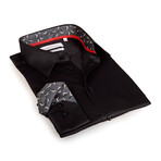 Contemporary Fit Dress Shirt // Black with Block Trim (XL)